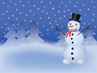 landscape with snowman