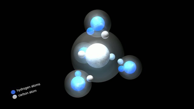 Artist render Methane molecule.	