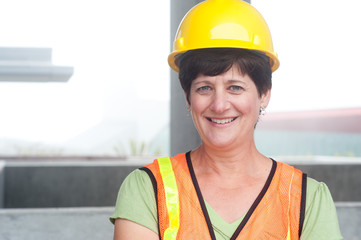 Woman construction worker in hard hat