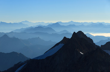 Panorama in the Alps, Ecrins Massif National Park, France.