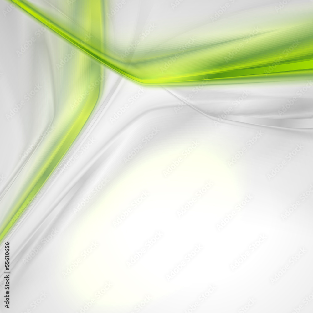 Poster Abstract gray waving background with green element