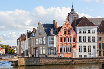 Fototapeta premium Tourists on the bridge in the ancient city of Belgium-Bruges