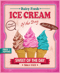 Vintage ice cream poster design