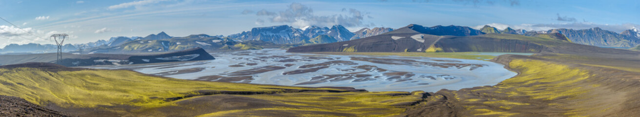 Panorama of Tungnaa river, Landmannalaugar, Iceland