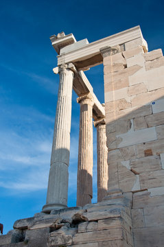 The North portico of the Erechtheion on Acropolis of Athens.