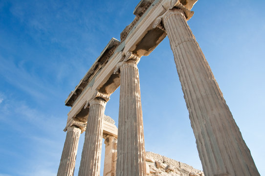 Ionic columns of the Erechtheion, Athens, Greece.