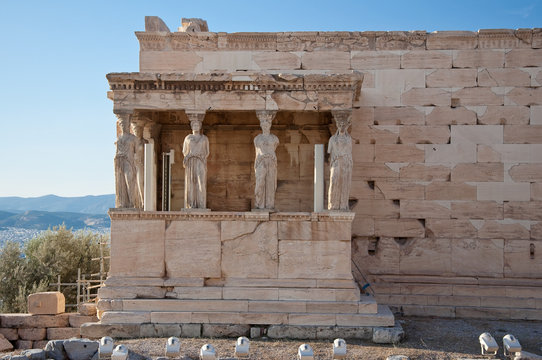 The Erechtheion on Acropolis of Athens in Greece.