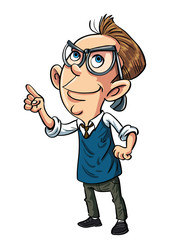 Cartoon nerd looking intelligent