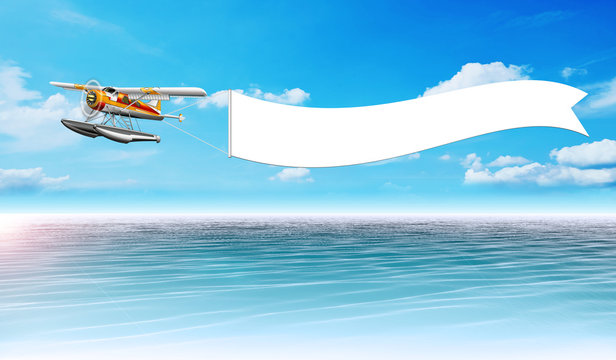 Wasserflugzeug mit Banner
