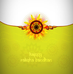 Beautiful rakhi on raksha bandhan indian festival card vector