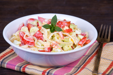 Fresh vegetable salad on plate