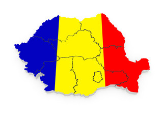 Obraz premium Three-dimensional map of Romania.