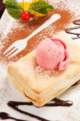 puff pastry with ice cream