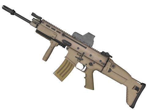 fusil d'assaut MK16 3D sur fond blanc