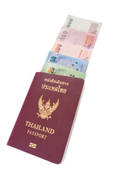 Fototapeta premium Thailand passport and Thai money