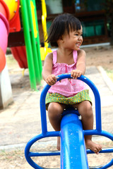 Fototapeta na wymiar asian baby girl wearing thai dress