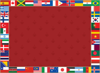 royal lily background with world flags frame