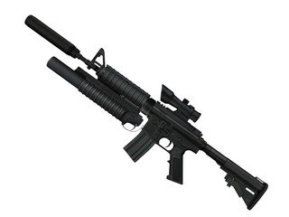 fusil d'assaut 3D sur fond blanc
