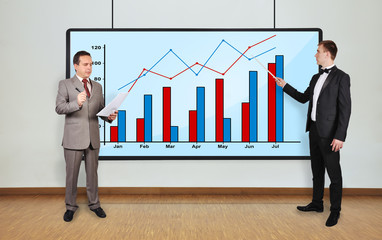 two businessman and graphic