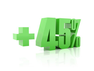 Plus 45 percent. Concept 3D illustration.