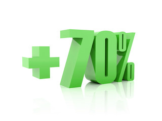 Plus 70 percent. Concept 3D illustration.