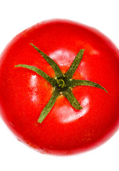 Closeup of a Fresh Tomato on White Background
