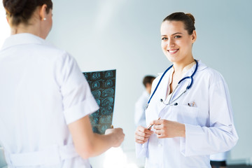 Doctor talking with a colleague