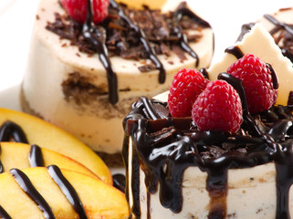 dessert with chocolate and fruits
