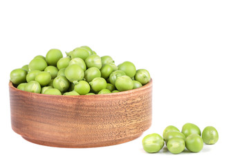 peas in a wooden bowl