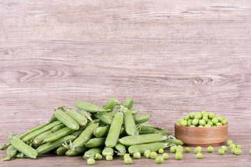 peas in a wooden bowl