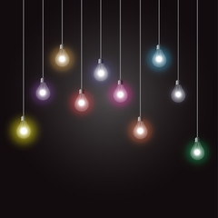 colorful glowing light bulbs