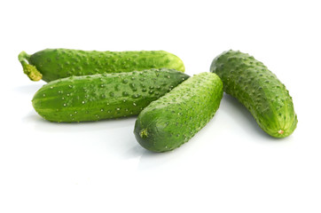 green cucumbers  isolated on white background
