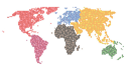 Colored Digital World Map