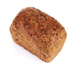 whole grain bread isolated on white background