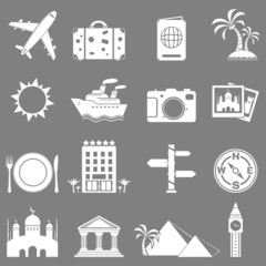 Fototapeta premium travel and landmarks icons set