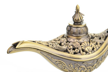 Aladdin magic lamp isolated on white
