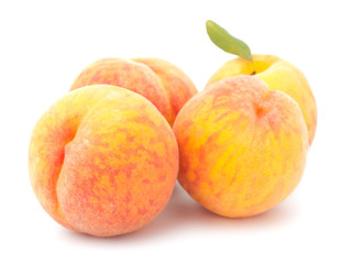 Ripe peach fruit isolated on white background