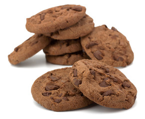 Chocolate pastry cookies isolated on white background