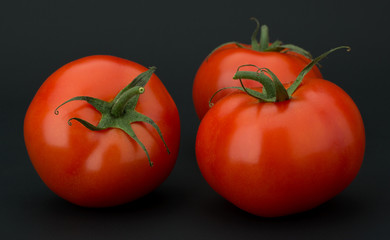 Tomato vegetables isolated on black background