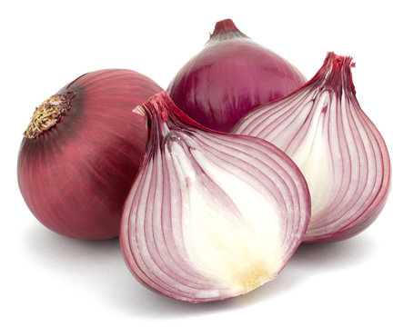 Red onion and isolated on white background
