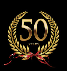 50 years Anniversary golden laurel wreath © totallyout