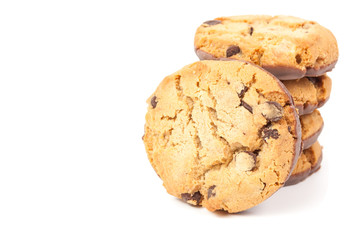 Chocolate chip cookie isolated on white