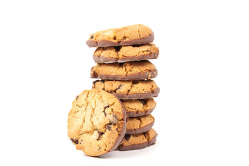 Chocolate chip cookie isolated on white