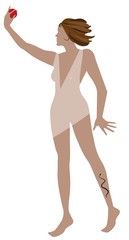 illustrazione di donna che coglie la mela del peccato