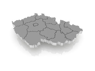 Obraz premium Three-dimensional map of Czech.