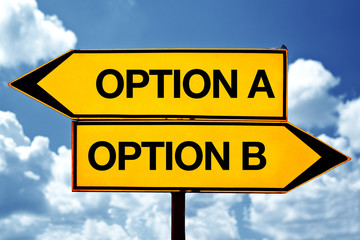Option A or Option B, opposite signs