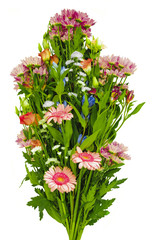 Assorted bouquet of flowers on a white background