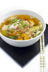 Soup with sliced pork and dumplings