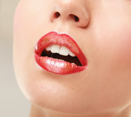 Fototapeta premium Makeup.Professional Make-up. Lipgloss. Lipstick