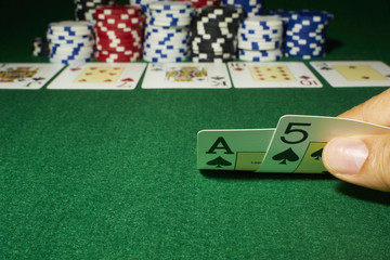 Poker, Show down, Tisch, Jeton, Bluff